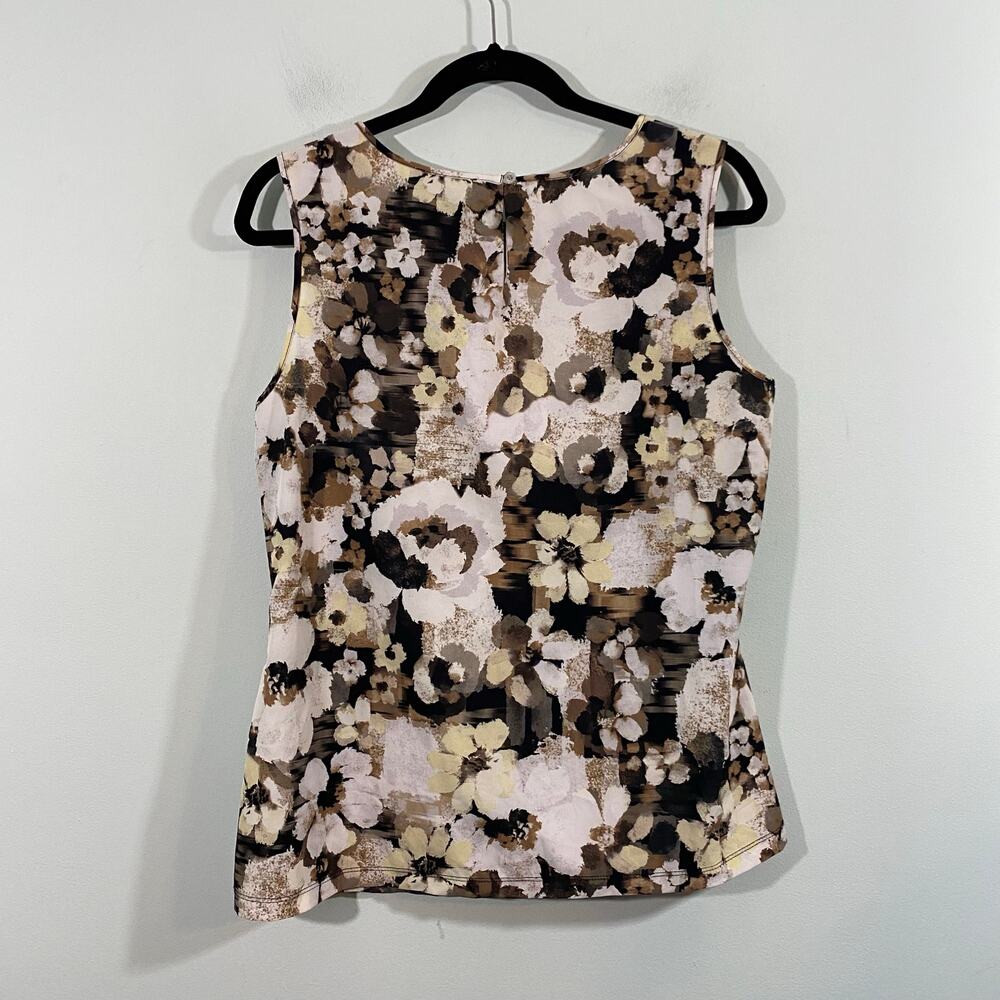 Calvin Klein Women Floral Pleated Side Sleeveless Blouse Size PL - Picture 8 of 8